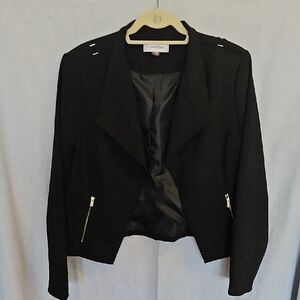 Calvin Klein Women's Black Blazer with Zipper Accents